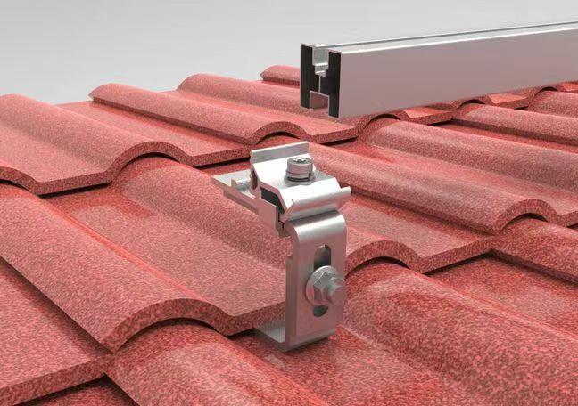 Montage Set für Ziegeldach, Hakel (2) Montage-Set Schrägdach/Ziegeldach, für 1*4 PV-Module nebeneinander – Bild 1