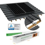 Ziegeldach-Montageset LV-T084 für 2 Solarmodule mit schwarzen Schienen, Dachhaken und TÜV-Rheinland-Prüfzeichen
